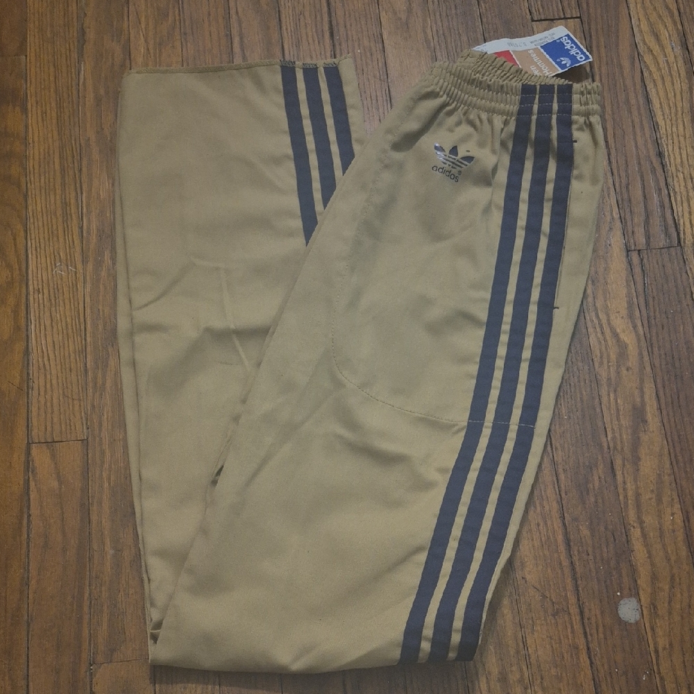 Adidas Khaki Pants with Dark Blue Stripes